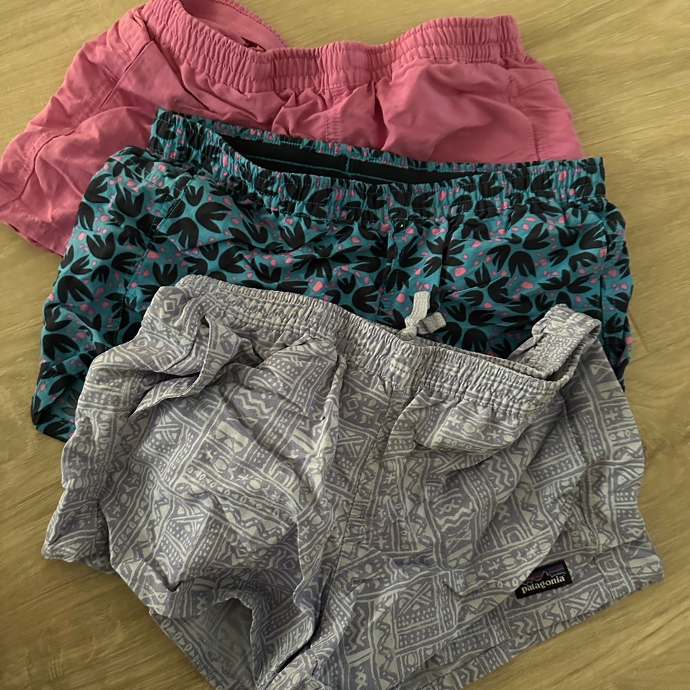 Patagonia Youth Shorts Set - Pink, Teal, Gray